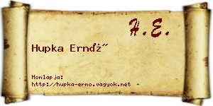 Hupka Ernő névjegykártya
